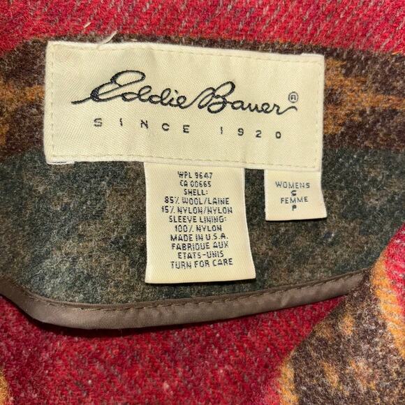 Vintage 90’s Wool Blanket Barn Eddie Bauer Jacket Women’s S Cottage Prairie Art - Picture 7 of 12